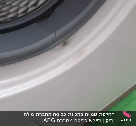 תוף מכונת כביסה עם דלת פתוחה
